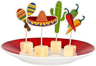 Boland 54412 - Szaszłyki Fiesta Mexico, 12 sztuk, długość drewnianego patyczka 9 cm, drewniane szaszłyki do przekąsek i przystawek, zastawa na imprezę, urodziny, impreza tematyczna, karnawał