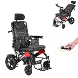 Rubicon DX11 - Reclining Foldable Electric Wheelchairs for Adults - Longest Range 25 Miles of Freedom: Airline Approved Deluxe Electric Wheelchair with Dual 12AH Lithium Batteries, 600W Motor (Model8)