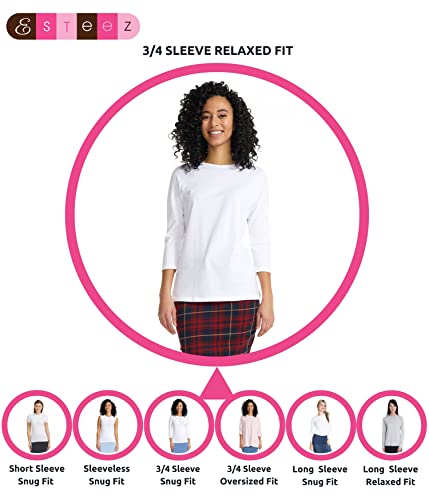 Esteez 3/4 Sleeve Shirts For Women - 3/4 Sleeve Tops For Women - Women's T-Shirts - Black Tshirts Shirts For Women - Womens Black Tshirt - Women Black Cotton Shirt (Ex801941 Black X-Large) #TOP4