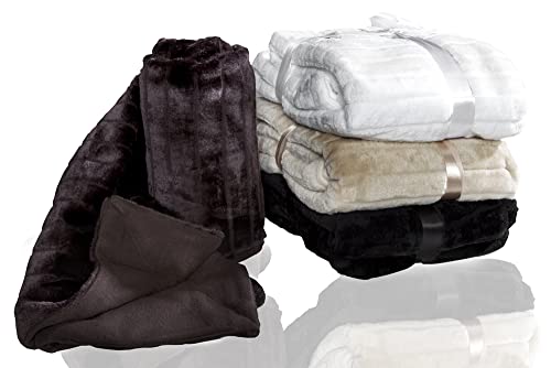 invicta INTERIOR Extravagante Tagesdecke Smooth Coffee in Nerz Pelz Optik 130x160 cm