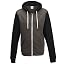 Awd Grey With Black Sleeve Retro Zip Hoodie