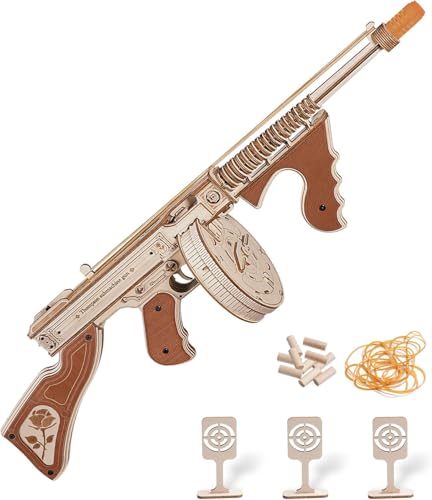ROKR 3D Wooden Puzzles for Adults 275pcs Submachine Shooter Rubber Bands Wood Crafts DIY...