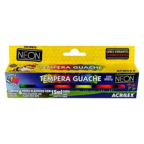Tinta Guache 6 Cores Neon 15ml Acrilex