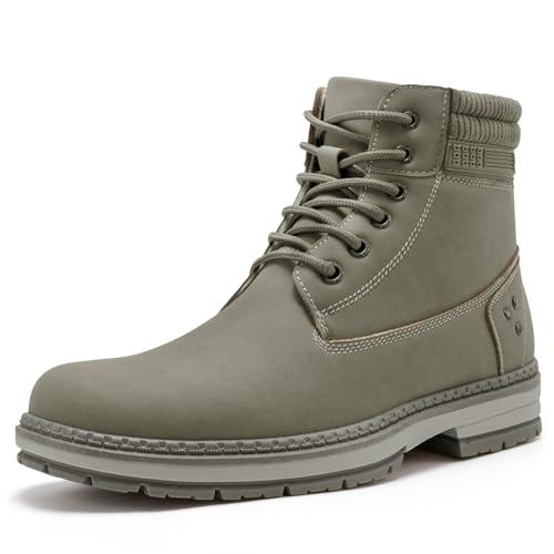 Athlefit Men's Hiking Boots Fashion Casual Chukka Boots Lace up Low Heel Comfortable Booties Khaki Size 12