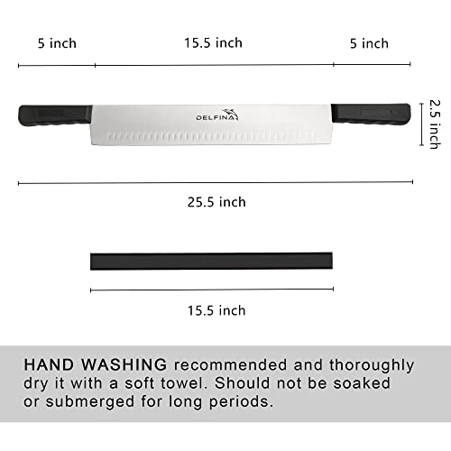 Delfina 15 Inch Double Handle Cheese Knife With Blade Protector, Stomatal Blade With 5" Plastic Comfortable Handles, Cheese Knife For Cheese,Cakes,Vegetables,Butter,Soaps #TOP6