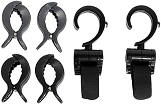 Buggy Clips and Buggy Hooks Pack, Baby Pushchair Accessories Set- 4 Pram Clips for Muslin & 2 Pram Hooks for Bags Pack Suitable for Pushchair, Strollers from Tedibee