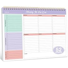 Taja Weekly To Do List Notepad with 52 Undated Sheets8.5"11"- Weekly Desk Planner for Women & Man, Work and Home -1 Pack Violet Dream