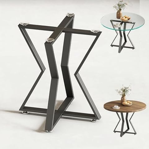 28 Inch Modern Table Base Metal Pedestal Dinning Table Legs with Suction Cups, Commercial Heavy Duty Restaurant Desk Base for Marble,Glass,Wood Top for Home,Kitchen,Coffee Table (Black, 30") Cover