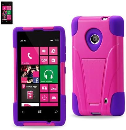 Reiko Silicon Case+Protector Cover Nokia Lumia 520/521 - Retail Packaging - Purple Black