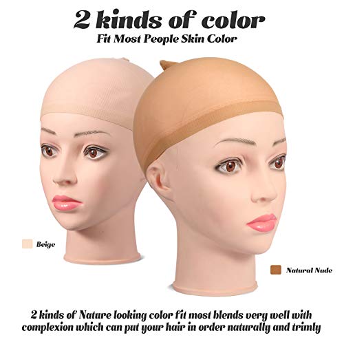 image for Chuangdi 100 Pieces Wig Caps Elastic Medium Nylon Stocking Caps Stretc