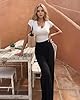 ALGALAROUND Women T-Shirts Short Sleeve V-Neck Ladies Tops Going Out Top Y2k Sexy Shirt Summer Clothes XS White #2