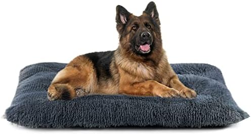 Nepfaivy Dog Bed Large Washable - 110*75 CM Dog Crate Mattress with Non-slip Bottom, Calming Fluffy Anti Anxiety Dog Bed, Dog Mat for Small, Medium and Large Dogs (Dark Grey, XL - 43.31'' x 29.53'')