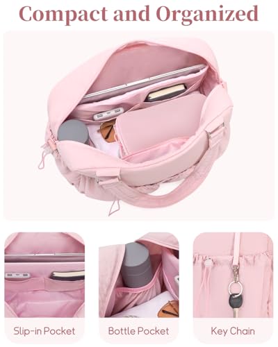 Carry On Duffle Bag, Tote Bag for Women Work with 15.6 Inch Laptop Compartment, Personal Item Travel Duffel Overnight Bag with Wet Pocket, Shoe Bag and Toiletry Pouch, Pink4