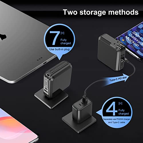 Hpegny Charger With Ac Portable Power Bank,15000Mah Capacity,Pd20W Comes With Fast Charging Cable,Type-C,Usb, Folding Plug,Iph/Smart Tablet/Android/Type-C Model, Etc. #TOP5