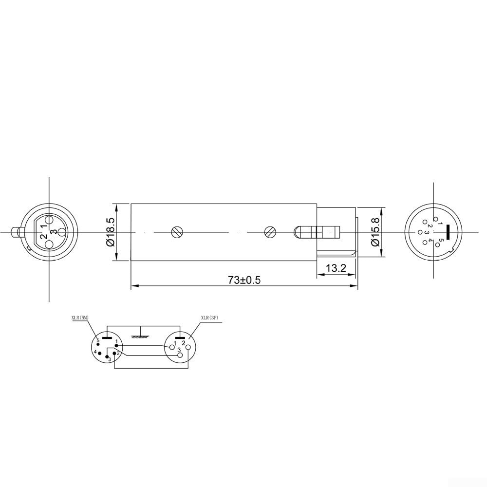 do DMX 5 Pin na 3 Pin XLR adapter srebrny metal design dla (3 pin żeński do 5 pin Male)