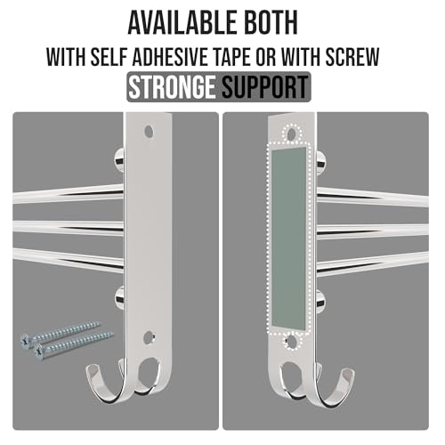 Image of ACHRO Self Adhesive and Wall Mount Swivel Towel Rack, 15 Inch Thicken 304 Stainless Steel 3-Arm Towel Bar, Space Saving, Rustproof Swing Out Towel Hanger for Bathroom, Kitchen (Brushed Nickel)