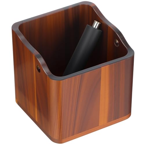 Hushee 5 Inch Espresso Knock Box, Acacia Wood Coffee Puck Knockbox with Removable Knock Bar and Non-slip Base, Shock-absorbent Design for Coffee Grounds Bar Home Decor, Durable Machine Accessories