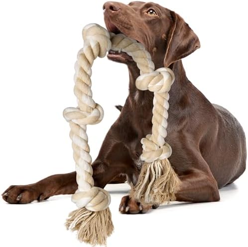 Fida Hundespielzeug aus Seil für Große Hunde & Starke Kauer, 90cm, 700g | Natürliche Baumwolle, Für Drinnen & Draußen, Tauziehen/Kauen/Apportieren/Zahnpflege, Maschinenwaschbar