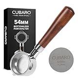 54mm Bottomless Portafilter with Reinforced Walnut Handle and Puck Screen | Fits Breville Barista Express, Pro, Touch, Bambino Plus | Naked Espresso Portafilter with 18g Basket & Puck Screen