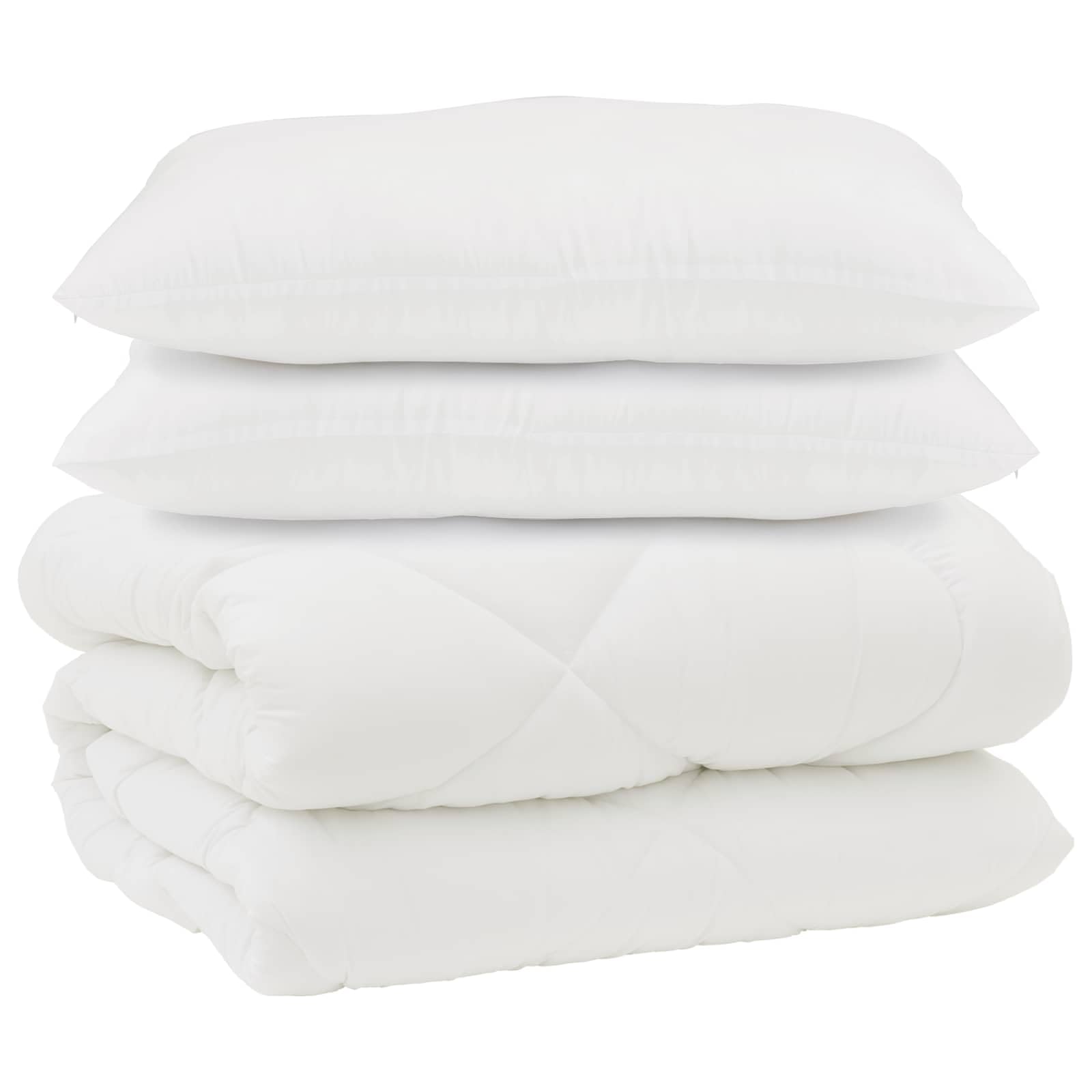 Couette plumes d'oie et oreillers blancs parure de lit luxe 3 pièces douillette
