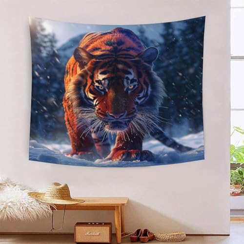 Tapisserie murale tigre 3D tissu deco grand format 180cmx230cm