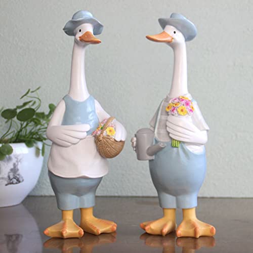 Garden Ornaments Outdoor Statues Decorations, Artificial Duck Garden Sculpture, Realistic Resin Duck Animal Figurines for Patio Home Art Decor a Pair - Image 2