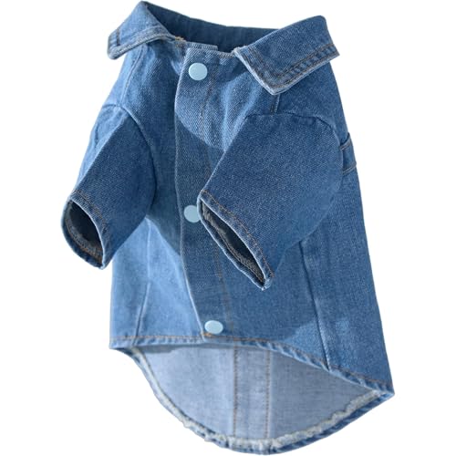Fashionable Denim Dog Jacket, Suitable for Small to Medium-Sized Dogs to wear All Year Round...