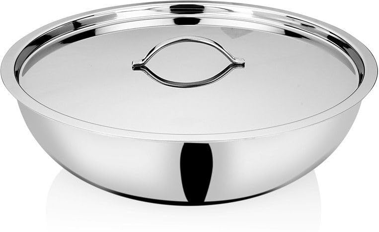 Image of Bhalaria Triply Tasla 30CM Lid with Handle | 4L Capacity | Gas & Induction Compatible | 2X Faster Heating | Easy to Clean | Less Oil Use | 100% Food Safe |Durable Everyday Kitchen Cookware