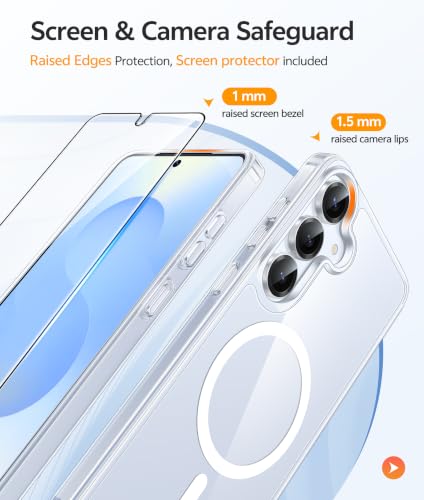 Image of FNTCASE for Samsung Galaxy S25 Plus Case: Samsung Galaxy S24 Plus Phone Case [Fit with Magsafe] Anti Yellowing Transparent Clear [Screen Protector] Military Grade Shockproof Protective Phone Cover