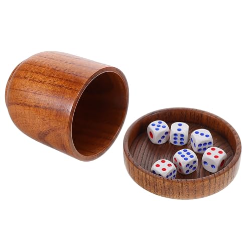 Juego de dados y cubilete de madera para noches de juegos de mesa