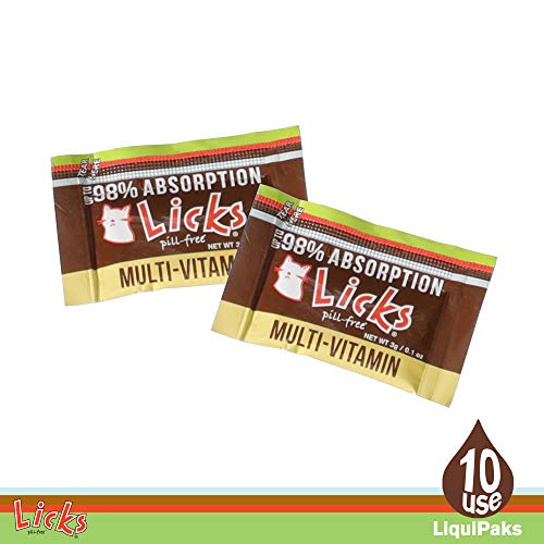 Licks Pill-Free Cat Multivitamin - Cat Supplement with Vitamin C, D, and Calcium - Multivitamin Pet Supplies - Gel Packets - 10 Use