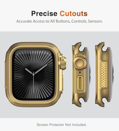 Image of ULTIMAL Metal Case Compatible with Apple Watch Series 11 /10 46mm with Back Cover, Military Grade Shockproof Protective Case, Rugged Cover for iWatch 46mm (Gold)