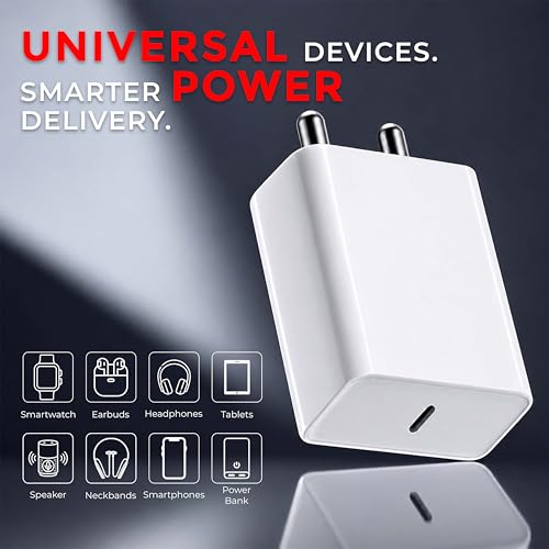 Image of MAK 33W Type C PD Fast Charger Adapter Compatible for Nothing Phone 2a Plus, Nothing Phone 2a, Nothing Phone 2, Nothing Phone 1 and CMF Phone 1, Super Fast USB C Wall Charger 3A White.