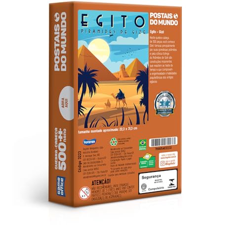 Postais do mundo - Egito - Gizé - Quebra-cabeça 500 peças nano, Game Office, Toyster brinquedos