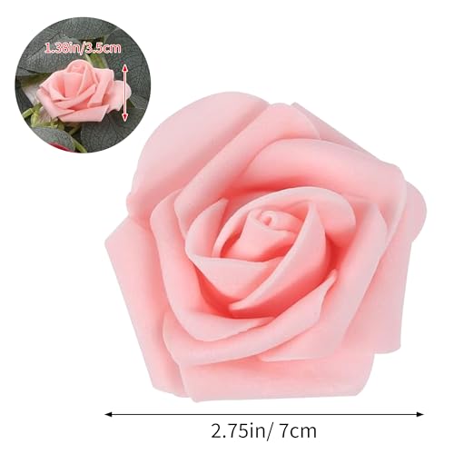 Image of 100Pcs Realistic Light Pink Artificial Rose Flower Heads, Foam Fake Roses for DIY Wedding Decorations Baby Shower Centerpieces Home Party Valentine's Day Mother's Day Decor