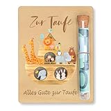 Taufgeschenke für Mädchen Jungen, Geldgeschenk Verpackung für Taufe Mädchen Junge mit Reagenzglas, 13 x 10 cm, Geschenkidee aus Holz, Umschlägen für Taufe Junge Geschenkverpackung Geld Gutschein