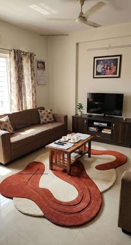 Image of Irregular Hand Tufted Carpet 6x8 Ft Modern Abstract Wool Area Rug for Living Room Bedroom Soft Plush Decorative Contemporary Floor Accent Decor