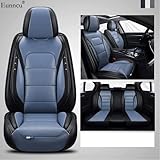 Eunncu Fundas Asientos Coche Universales Accesorios para Mercedes-Benz Clase E E320 W124 E220 W124 E200 W210 E240 W210 Cuero Impermeable Azul Negro
