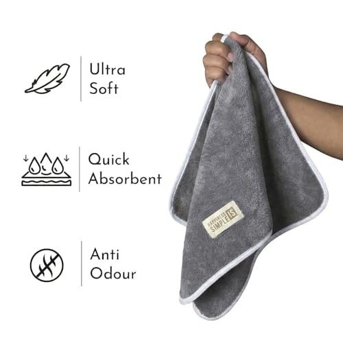 Image of LINEAR Microfiber Hand Towels /Small Size Towel /Face Towel /Towel for Men, Women & Babies /Ultra Soft, Absorbent & Quick Dry Towels for Gym, Travel 300 GSM (Grey1)