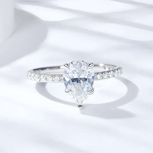 3ct Pear Cut Moissanite Solitaire Engagement Ring for Women Solid 10K 14K 18K Yellow Gold Promise Wedding Rings Gift for Her, Size 7 (D Color, VVS1 Clarity)4