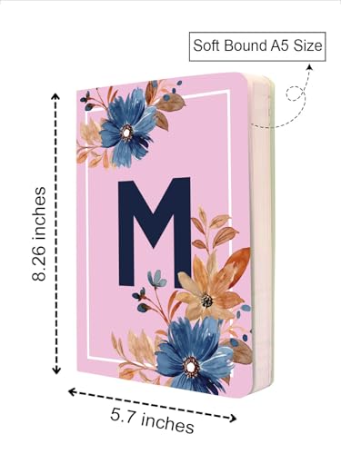Image of AccuPrints Initial m Premium Soft Bound Notebook Diary |Size 21 x 14.5 cm| for Girls and Women (A5,192 Ruled Pages, 80 GSM) Personal Diary