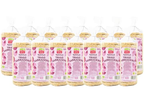 Pack 12x Tortitas de Trigo Sarraceno con Sal Bio 100g | Sin Gluten | Ecológicas y Crujientes | Snack Saludable y Ligero