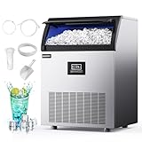 EUHOMY Commercial Ice Maker,350lbs/24H,Stainless Steel Under Counter Ice Machine with Water Filter,40lbs Storage Capacity, 126 Cubes in 8-12 Mins, Freestanding Ice Machine for Home/Bar/Cafe/Restaurant