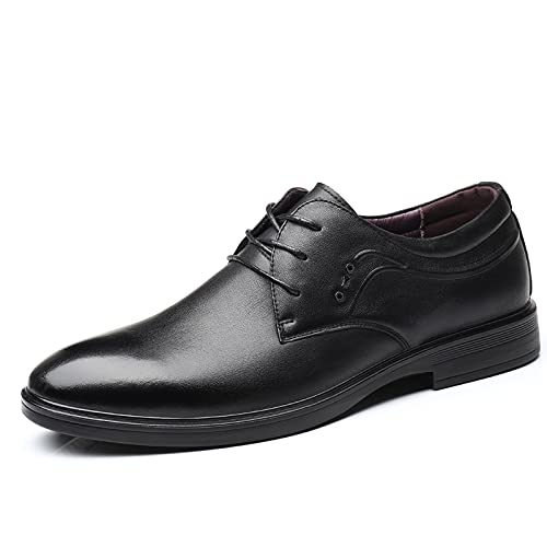 Zapatos Oxford de cuero para hombre con cordones y punta redonda elegante