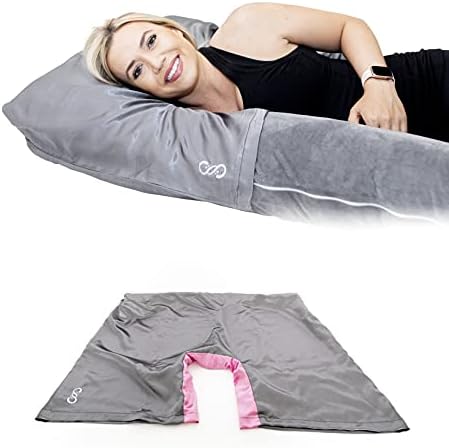 Satin Snuggle Pregnancy Pillow Cover for Cool Skin & Hair Protection during Maternity on U & C Shaped Pregnancy Pillow Cases Blue or Pink Accent Color