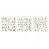 Dcasa - Conjunto de Murales decoracion pared madera tallada y cristal 30x30 cm
