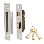 TSS High Security 5 Lever British Standard Mortice Sashlock with 3 Keys and Fixings, 3" (81mm) Polished Chrome, Insurance Approved for External Doors, British Standard BS3621:2007