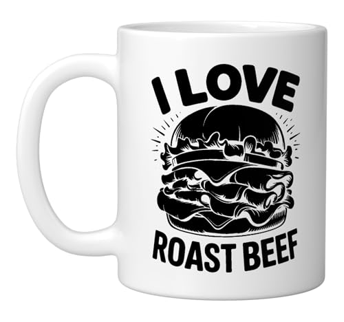 I Love Roast Beef Juicy Sandwich Lovers Ceramic Mug, White