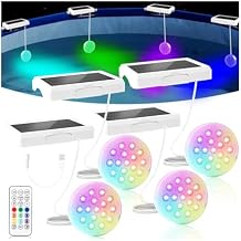 Solar Pool Lights for Inground Pools4 PACK, Upgraded USB Rechargeable IP68 Waterproof Submersible Pools Lights, 4.55 Inch 22 Colors Changing Outdoor Solar Lights with Magnet for Above Ground Pools