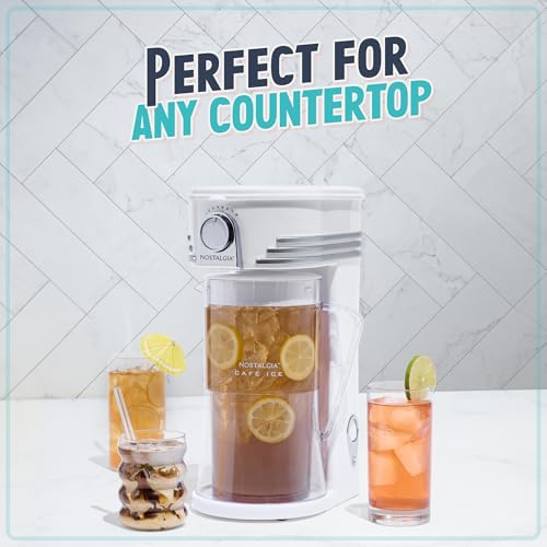 Image of Nostalgia 3-Quart Iced Tea & Coffee Brewing System With Double-Insulated Pitcher, Strength Selector & Infuser Chamber, Also Perfect For Lattes, Lemonade, Flavored Water, White
